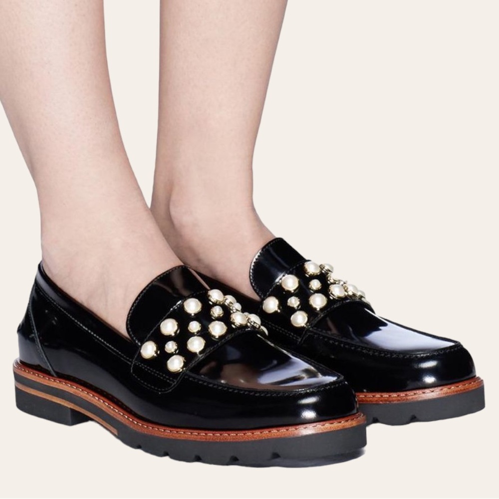 Stuart Weitzman Pearl Mirror Jet Loafers Black Size 8 purging make me an offer